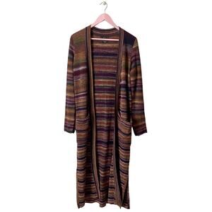 Zara Multicolor Striped Long Cardigan